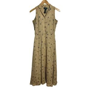 Vintage Ralph Lauren 100% Silk Maxi Dress Women 2P ButtonUp Tradwife Cottage
